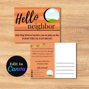 Hello Neighbor Invitation Postcard, Neighborhood Mailer, Postcard Marketing