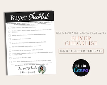 Home Buyer Closing Checklist | Under Contract to Closing Guide | Real Estate Canva Template