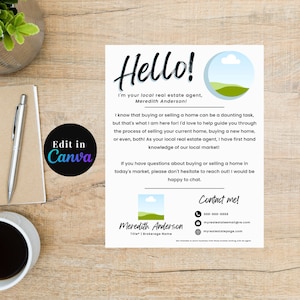 Hello Introduction Letter Mailer for Real Estate | Neighborhood Mailer Intro | Real Estate Agent Marketing | Real Estate Farming Template