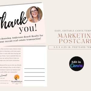 Danke Postkarte Geschäft | Makler Marketing Danke | Bearbeitbar Danke Postkarte Mailer | Bearbeitbare Canva-Vorlagen
