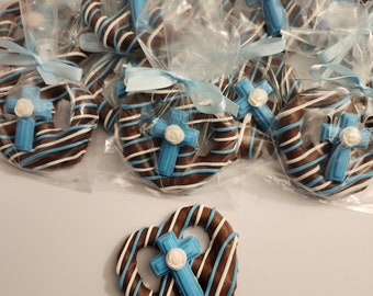 Chocolate Covered Pretzels With Cross For Christening, Communion, or Confirmation(12)