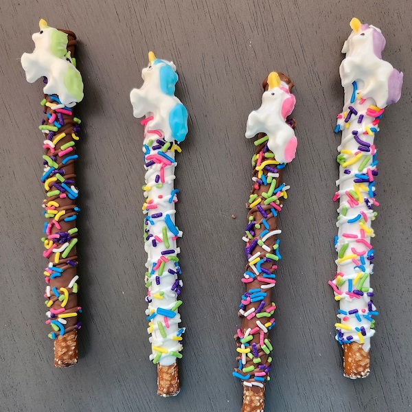 Unicorn Chocolate Covered Pretzel Rods(12)