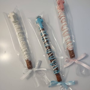 Chocolate Covered Pretzel Rods With Cross For Christening, Communion, or Confirmation(12)