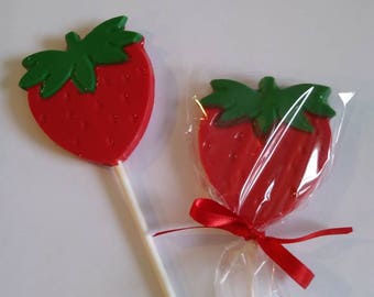 Strawberry chocolate lollipops(12)