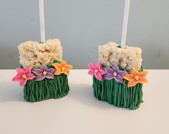 Hula skirt Luau Hawaiian Chocolate Covered rice krispie treats (12)