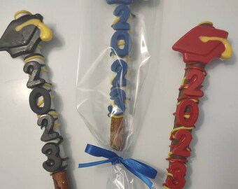 Graduation cap 2024 chocolate covered pretzel rods