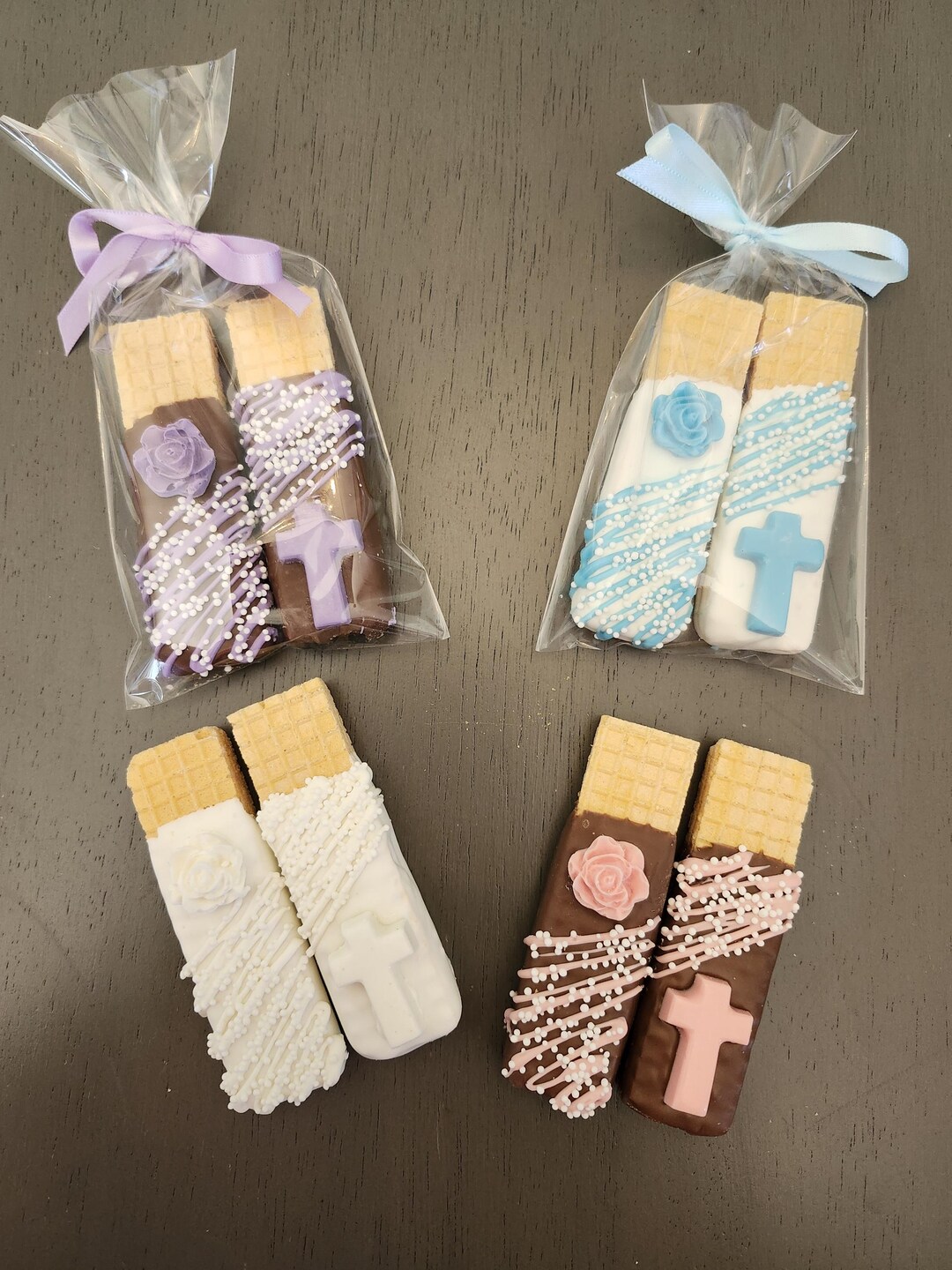Cross and Rose Chocolate Dipped Wafer Cookies(12-2pks) Communion ...