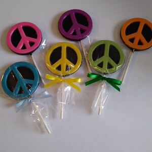 Peace sign chocolate lollipops