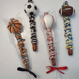 Sports Chocolate Covered Pretzel Rods baseball football soccer basketball birthday teams