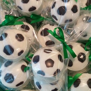 Soccer Ball Chocolate Covered Oreos or Cake Pucks(12) Party Favor Gift Team Celebration