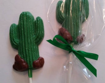 Cactus Chocolate Lollipops