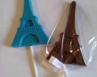 Eiffel tower chocolate lollipops