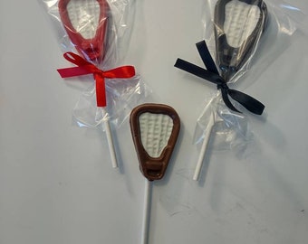 Lacrosse Chocolate Lollipops (12) Party Favor Gift Team Celebration