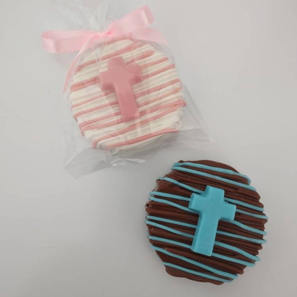 Chocolate Covered Oreos With Cross For Christening, Communion, or Confirmation(12)