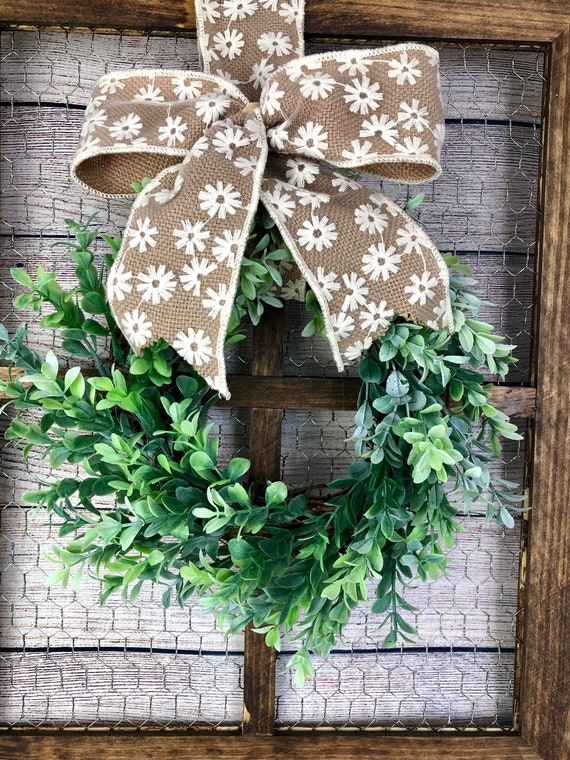 Chicken Wire Window With Small Wreath Rustic Wood Frame With Etsy