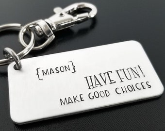 Personalized New Driver Keychain, Sweet 16th Birthday, Aluminum Hand Stamped Keychain