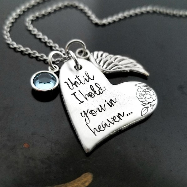 Remembrance Memorial Necklace Personalized, Loss of Husband or Child, I'll Hold You In My Heart