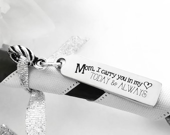 Mother of Bride Memorial Bouquet Charm, Stainless Steel Wedding Keepsake