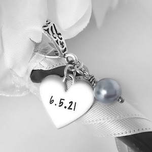 Something Blue Bridal Bouquet Charm, Wedding Shower Gift for Bride, Bouquet Jewelry, Keepsake for Couple
