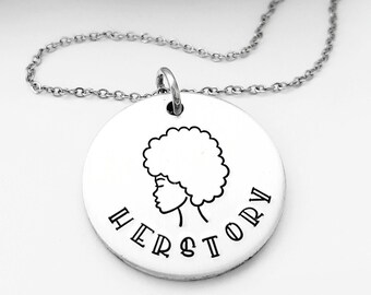 Herstory Black Woman Necklace, Afro Girl, Black Girl Magic, Black Lives Matter, African American Sister, Feminist Queen