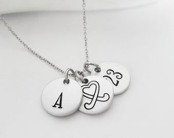 Personalized Field Hockey Necklace, Initial & Number Charm, Sports Gift