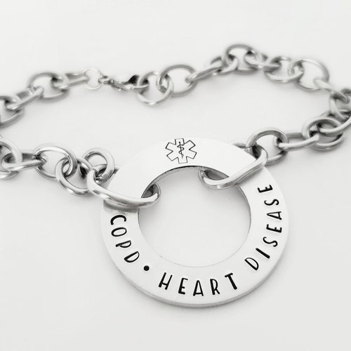 Medical ID Charm Bracelet Personalized Emergency Alert Etsy