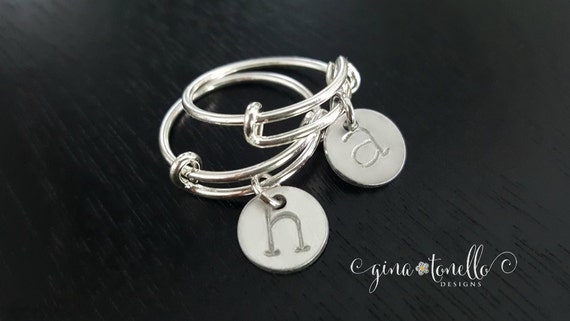Personalized Expandable Silver Initial Ring Adjustable Charm | Etsy