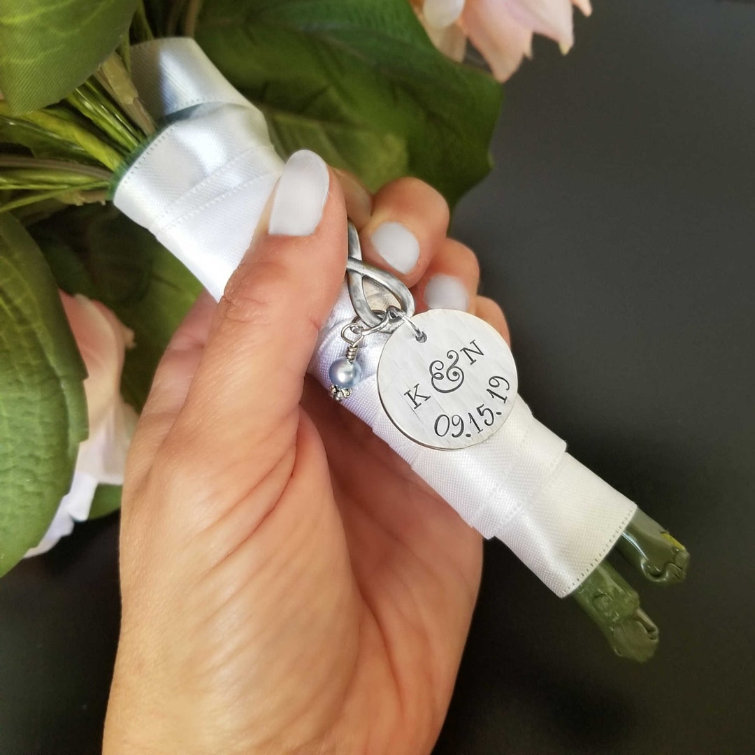 Something Blue Wedding Bouquet Charm, Bridal Shower Gift, Bouquet Infinity Jewelry for Bride Etsy