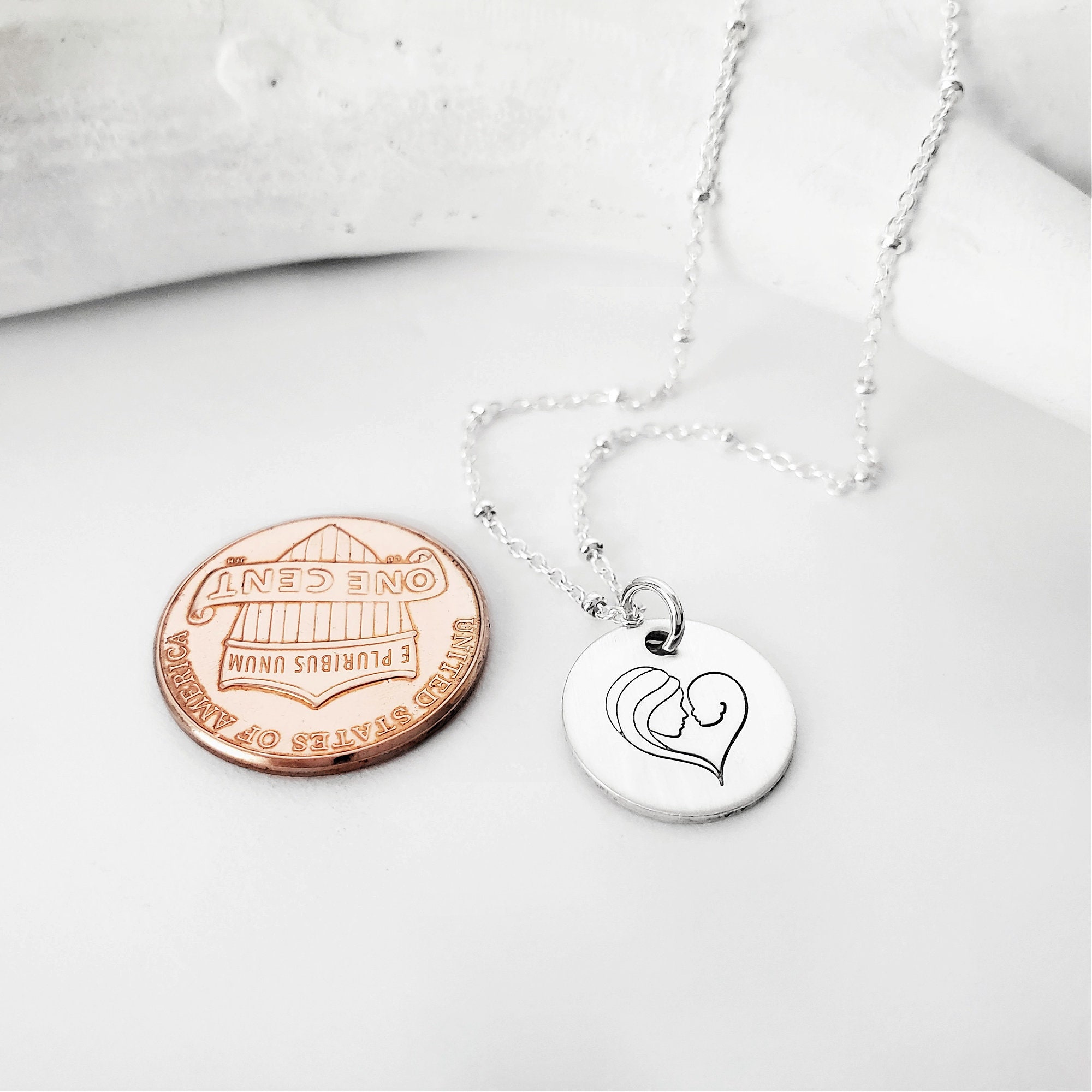 Mother and Child Charm Necklace New Baby Gift for Mom Etsy