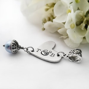Bridal Bouquet Wedding Charm, Something Blue Pearl, Shower Gift, Bouquet Jewelry, Keepsake