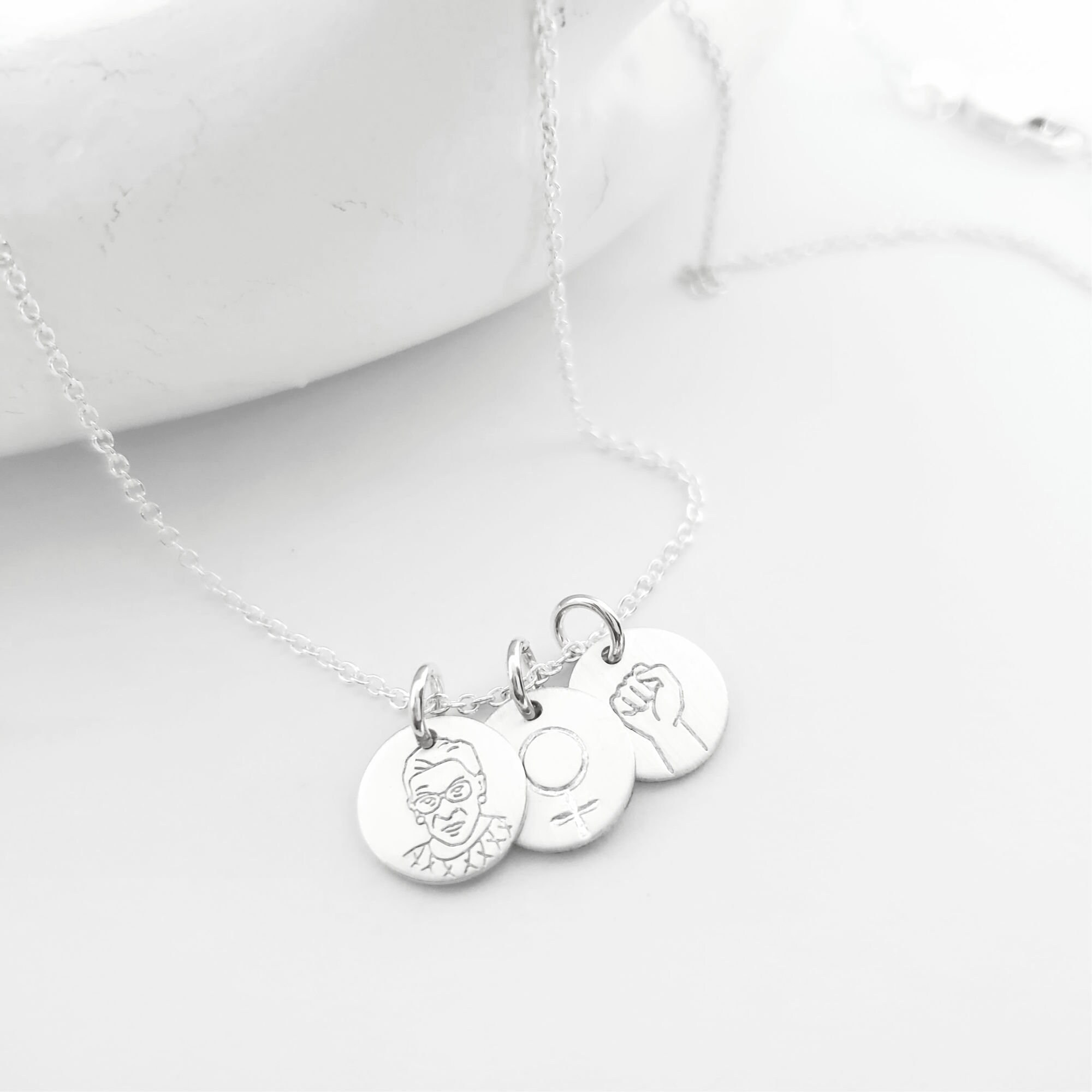 RBG Silver Necklace Ruth Bader Ginsburg 