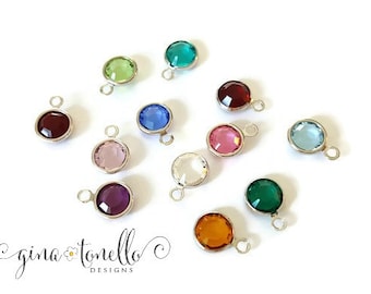 Swarovski Crystal Birthstone Charm, Rhodium Plated, Add On