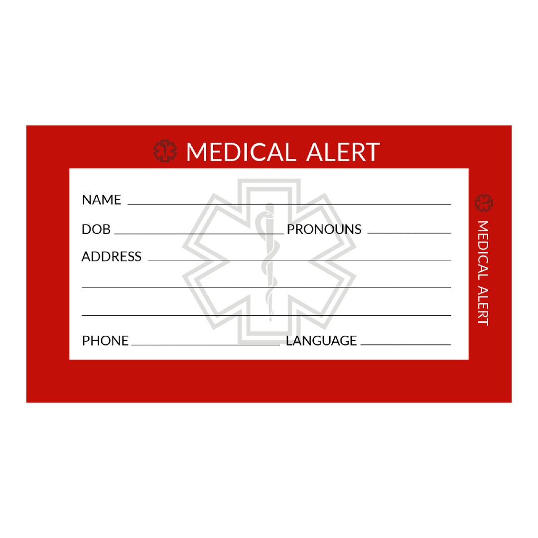 2 Fold-over Medical ID Wallet Cards, Emergency Identification, Write-in ...