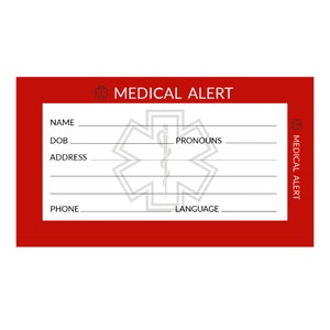 2 Fold-Over Medical ID Wallet Cards, Emergency Identification, Write-In With Pronouns, Conditions, Medicines, Allergies, Contacts, 2 Pack