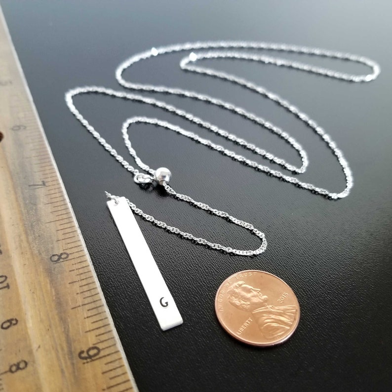 Sterling Silver Y Necklace With Initial Personalized Bar Etsy