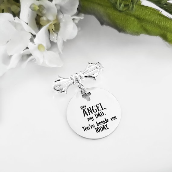 Remembrance Keepsake for Him Lapel Pin Boutonniere Charm Memorial Wedding Gift for Groom Loss of Father