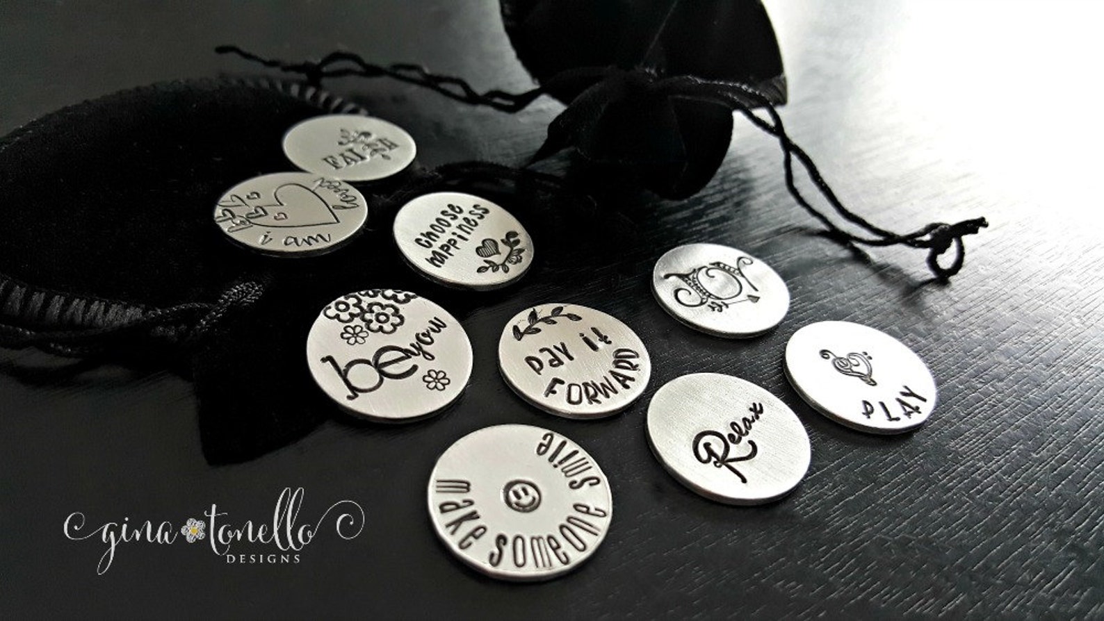 Personalized Pocket Coins With Inspirational Words Good Luck - Etsy