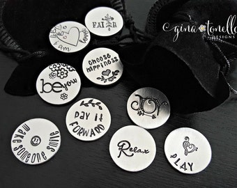 Personalized Pocket Coins With Inspirational Words, Good Luck Pocket Token, Encouragement Gift