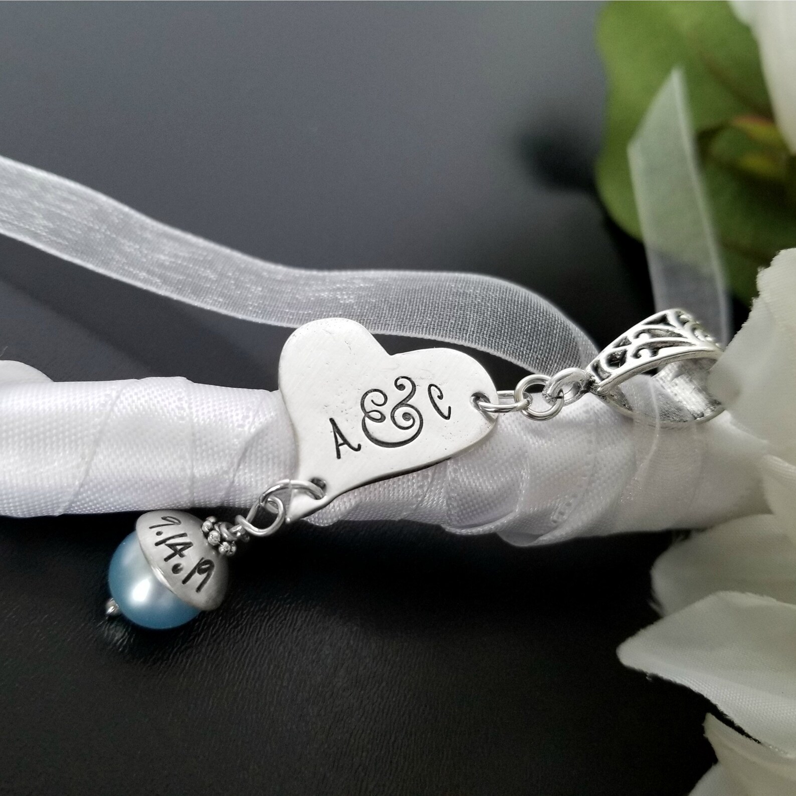 Bridal Bouquet Wedding Charm Something Blue Pearl Shower Etsy