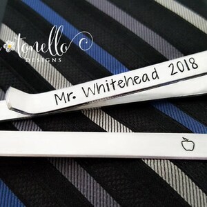 Male Teacher Gift, Personalized Custom Tie Clip for Man, Appreciation, Christmas, End of Year, Non Engraved Hand Stamped