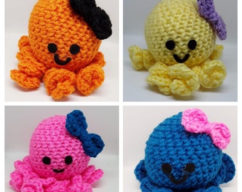 Crochet Octopus With Bow *now in more colors*