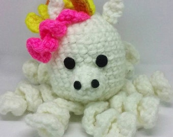 Unicorn crocheted octopus, Lexie