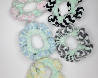 Crochet Scrunchie Velvet chenille fuzzy