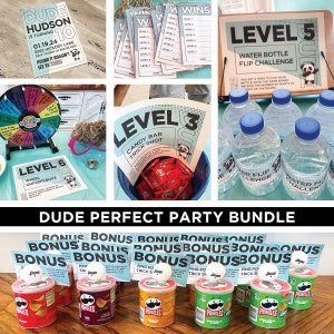 Dude Perfect Birthday Party Bundle Printable Birthday Package Instant Download Editable with Canva Custom Invitation Birthday Boy