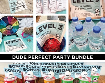 Dude Perfect Birthday Party Bundle Printable Birthday Package Instant Download Editable with Canva Custom Invitation Birthday Boy