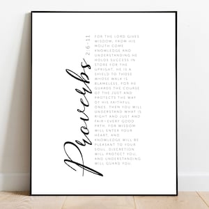 Bible Verse, Printable Wall Art, Nursery Printable, Proverbs 2, School Room Printable, Homeschool Wall Art