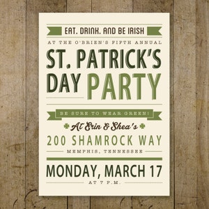 St. Patrick&#39;s Day Party Invitation - Printable and Custom