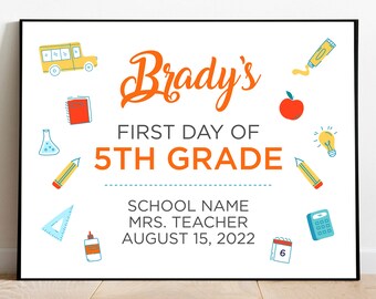 Printable First and Last Day of School Sign Instant Download, Digital File First Day of School Signage