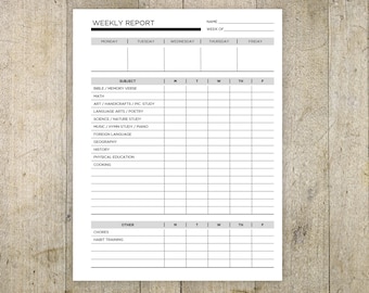 Afdrukbare weekplanner voor thuisonderwijs en logboek voor school Canva-sjabloon bewerkbaar en aanpasbaar