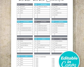 Editable Homeschool Planner, Year-at-a-Glance, Monthly Calendar, Charlotte Mason Schedule Custom Homeschool Co-op meet ups play dates